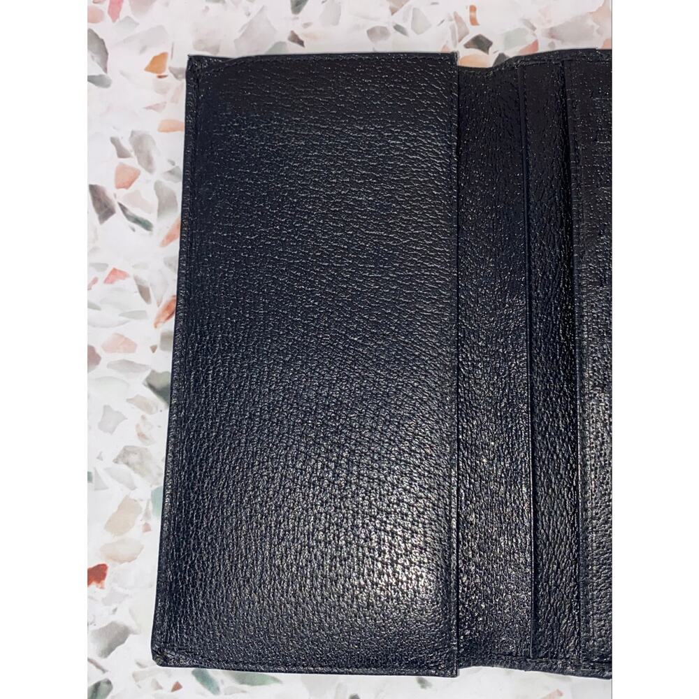 GUCCI GG Logo Black Canvas Leather Credit Cards Bifold Long Wallet Authentic - Picture 8 of 12